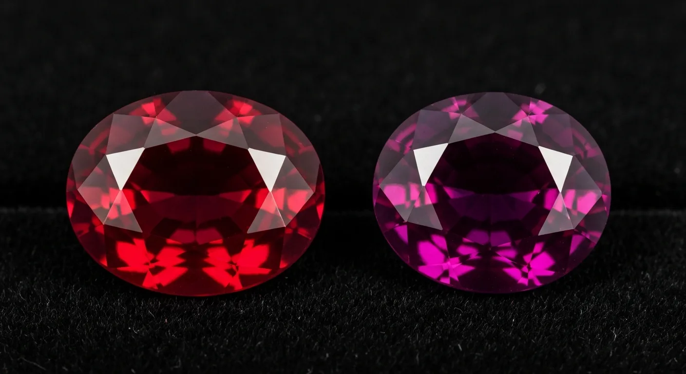 Comparaison rubis birmans et mozambicains sous lumière naturelle